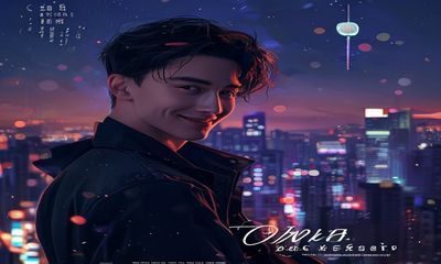 《偷心高手》都市甜宠言情小说封面，男主神秘微笑，都市夜景背景，俏皮心动感十足